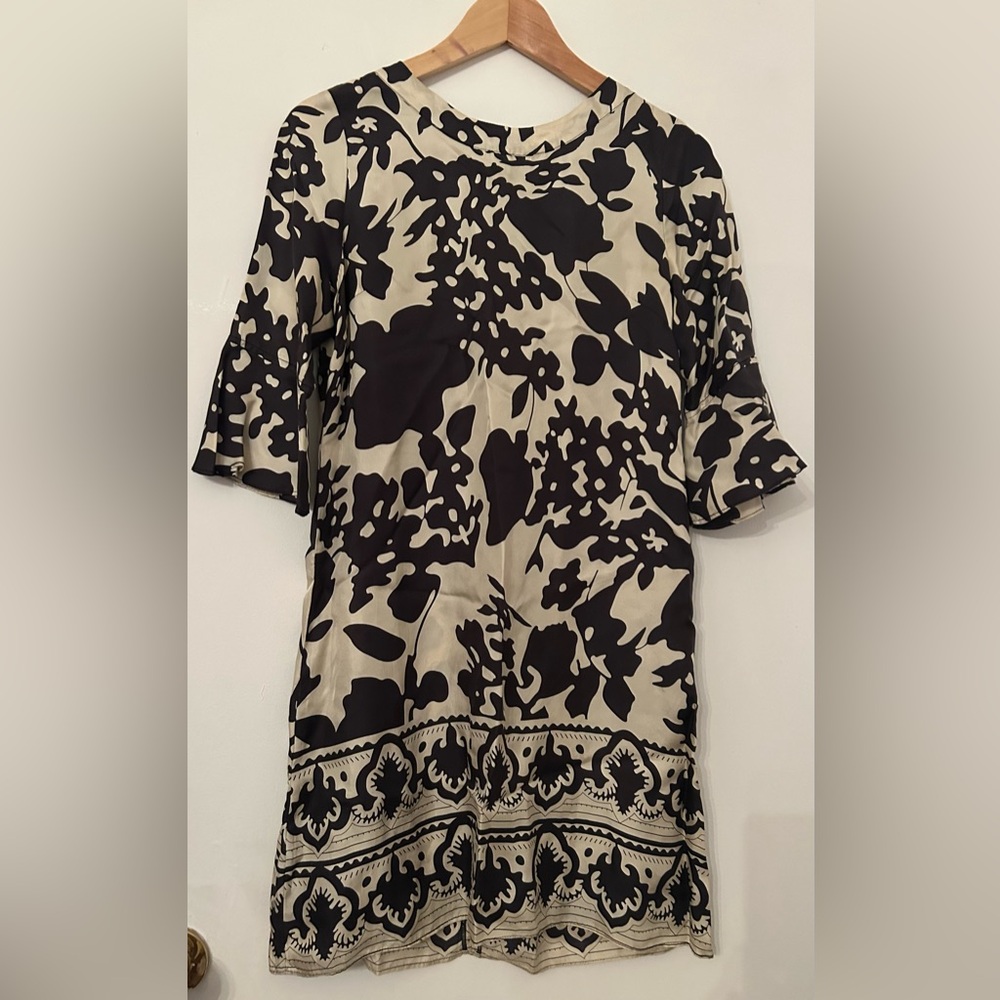 Vintage Chloe silk mini dress in black and cream